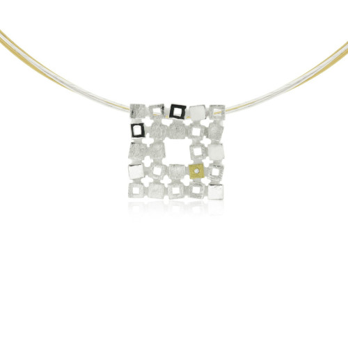 SILVER & GOLD PENDANT w/ DIAMOND