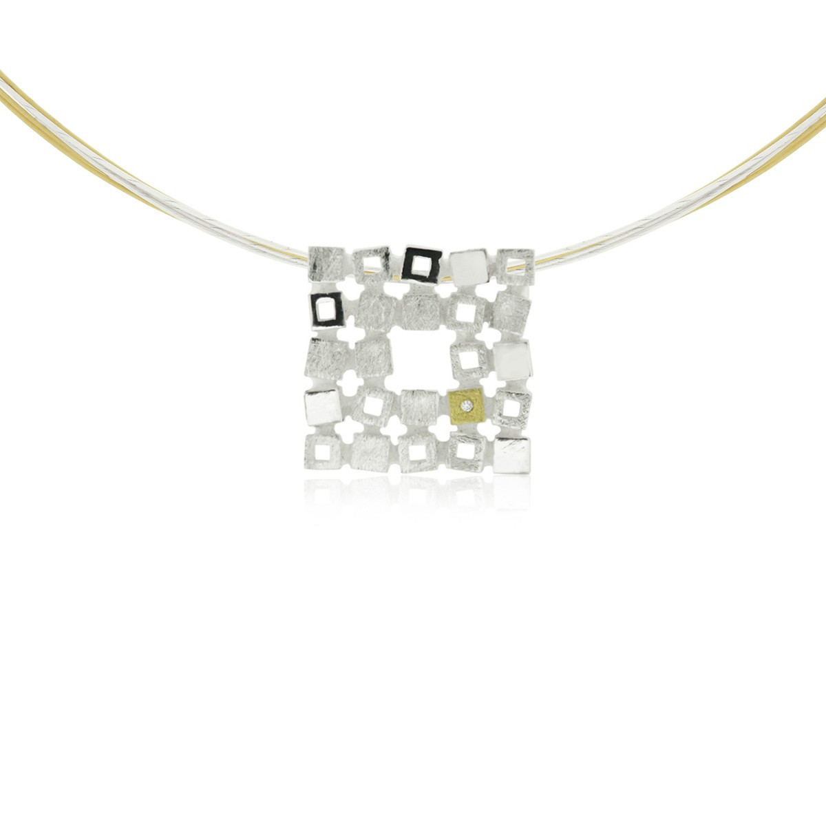 SILVER & GOLD PENDANT w/ DIAMOND