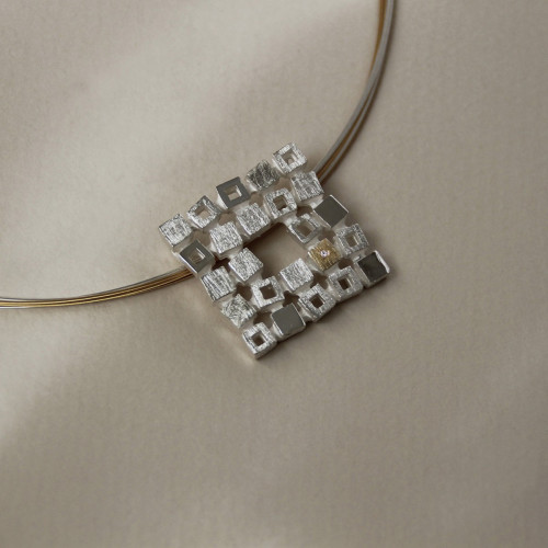 SILVER & GOLD PENDANT w/ DIAMOND