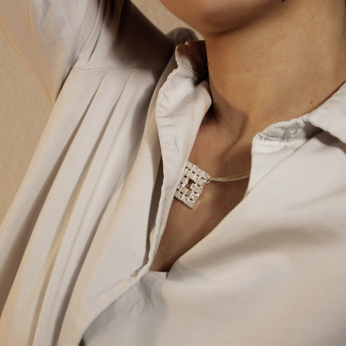 SILVER & GOLD PENDANT w/ DIAMOND