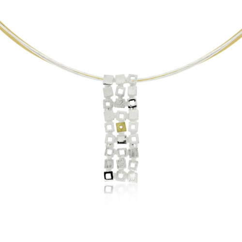 SILVER & GOLD PENDANT w/ DIAMOND