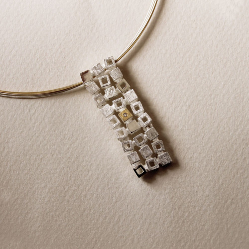 SILVER & GOLD PENDANT w/ DIAMOND