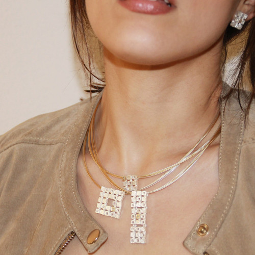 SILVER & GOLD PENDANT w/ DIAMOND
