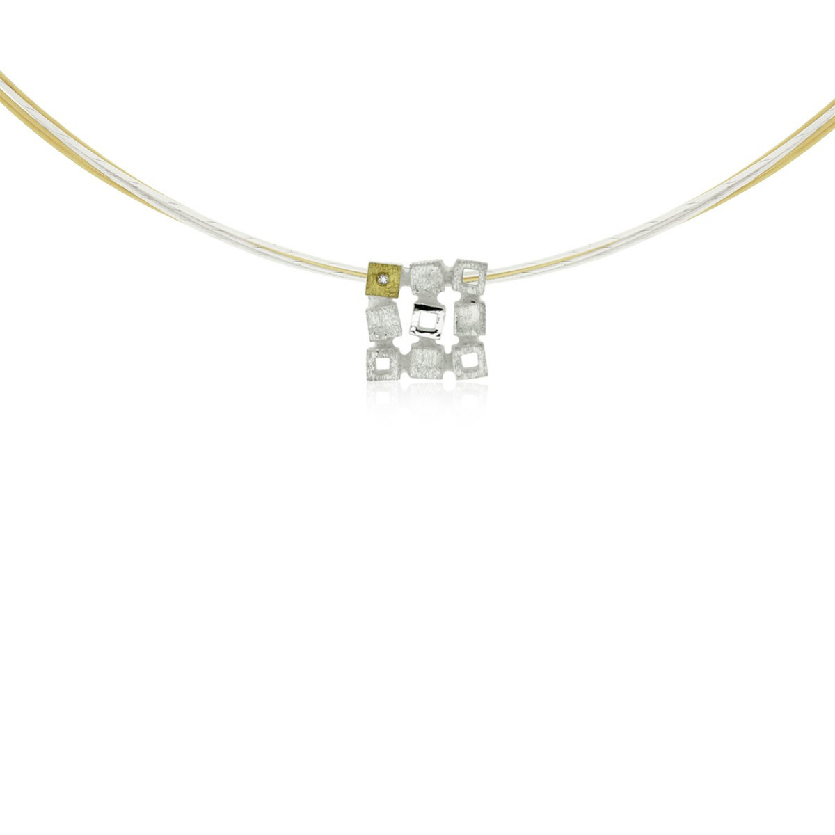 SILVER & GOLD PENDANT w/ DIAMOND
