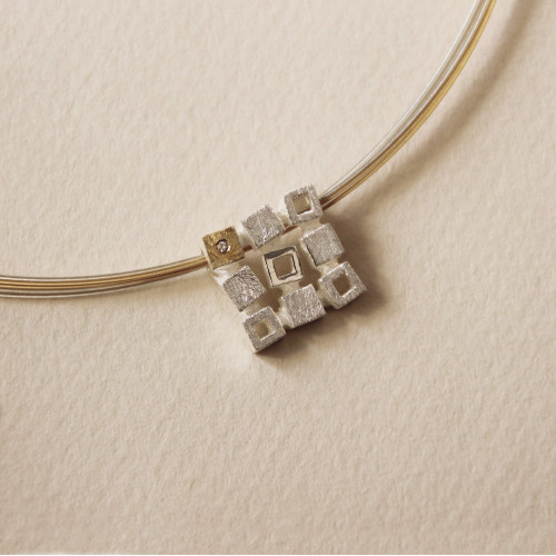 SILVER & GOLD PENDANT w/ DIAMOND