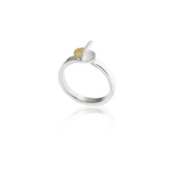 1677 - SILVER & GOLD RING. R1677