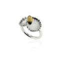 SILVER & GOLD RING w/ DIAMOND