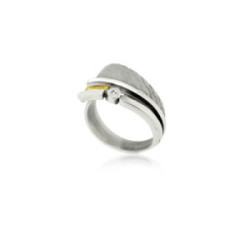 SILVER & GOLD RING WITH DIAMOND