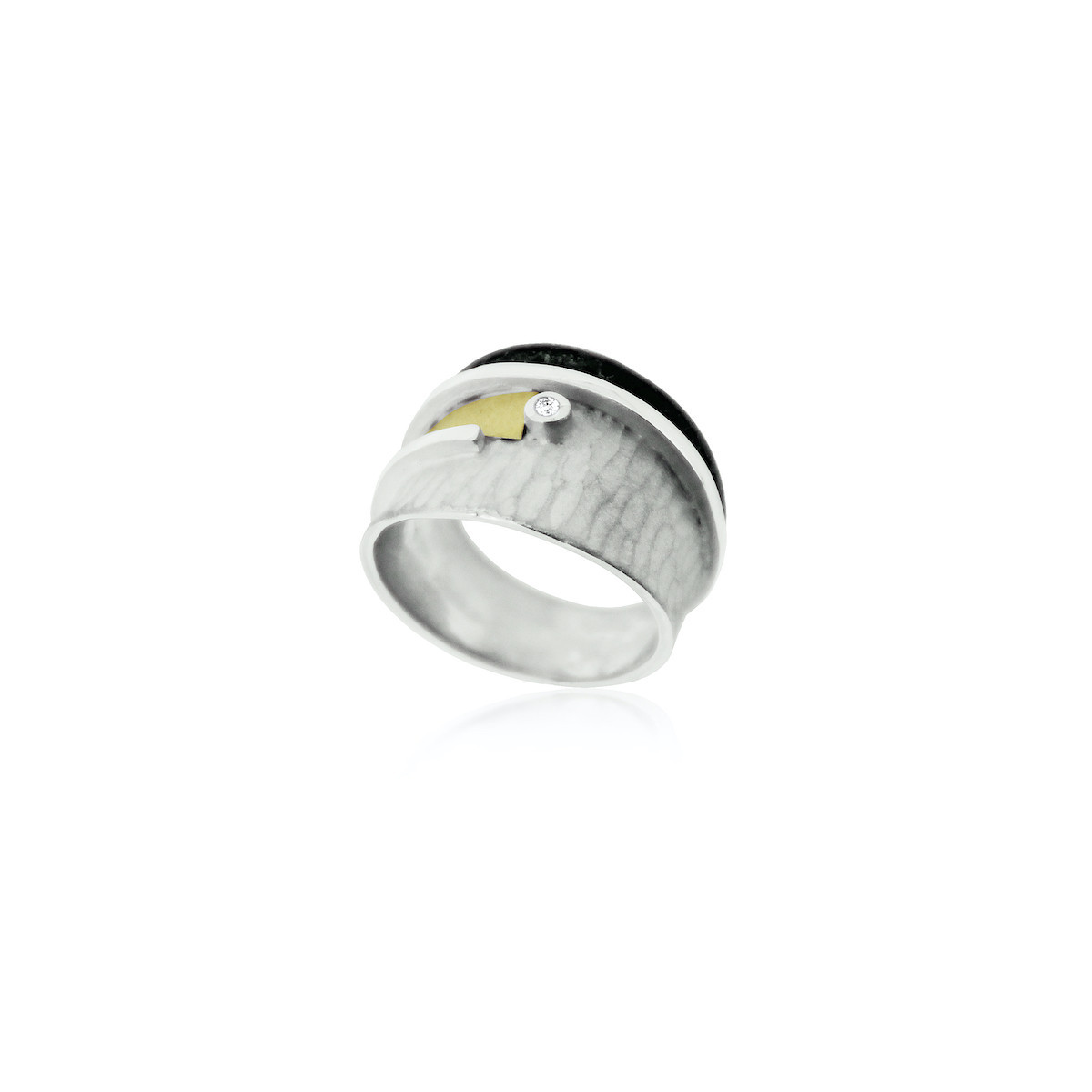SILVER & GOLD RING WITH DIAMOND