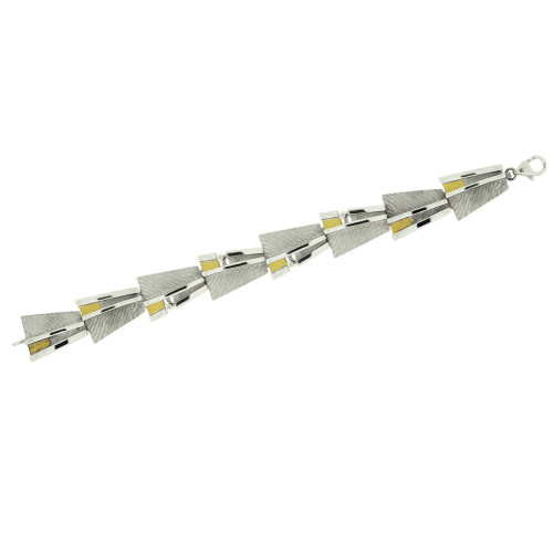 SILVER & GOLD BRACELET WITH DIAMONDS