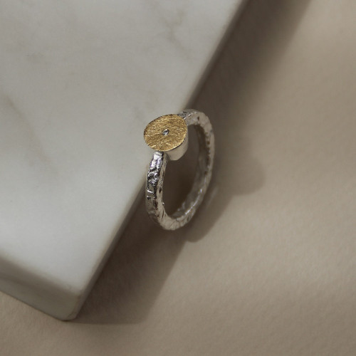 1999 - R1999-1 - SILVER & GOLD RING WITH DIAMOND R1999-1