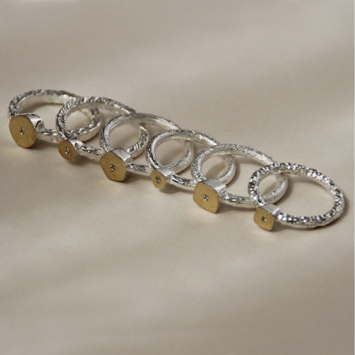 1999 - R1999-1 - SILVER & GOLD RING WITH DIAMOND R1999-1