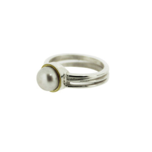 2164 - R2164P - ANELL DE PLATA I OR AMB PERLA R2164P