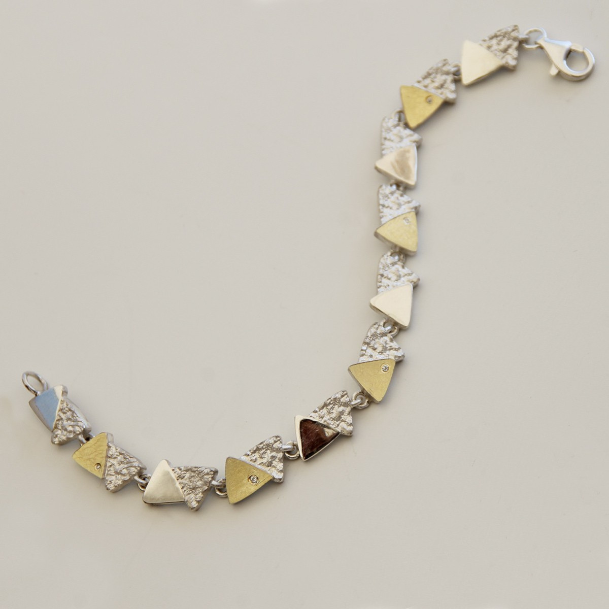 PULSERA PLATA Y ORO CON DIAMANTES
