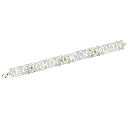 SILVER & GOLD BRACELET w/ DIAMONDS