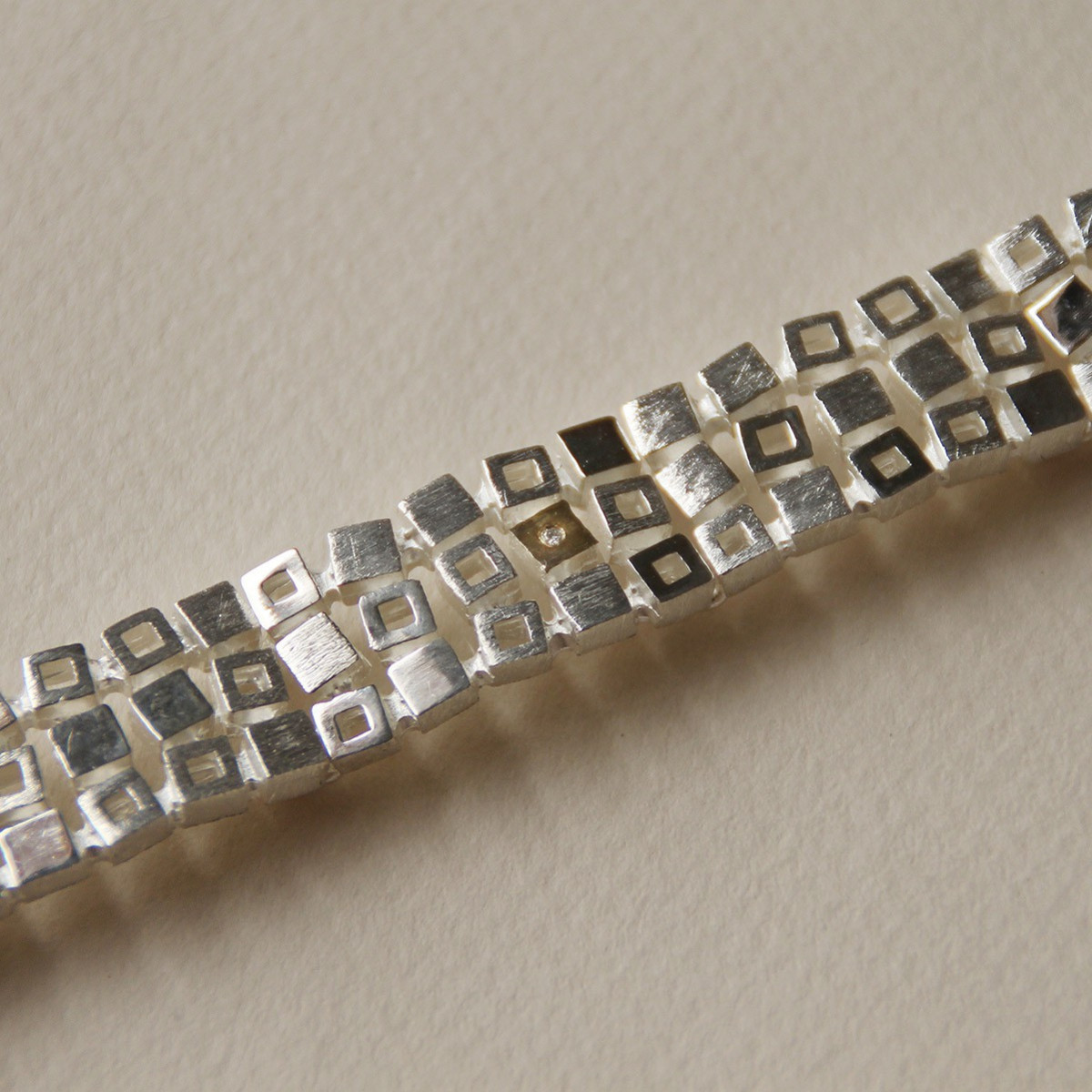 SILVER & GOLD BRACELET w/ DIAMONDS