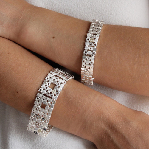 SILVER & GOLD BRACELET w/ DIAMONDS