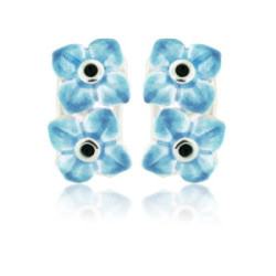 FLOR - E0134-2B - SILVER AND ENAMEL FLOWER EARRINGS E0134-2B