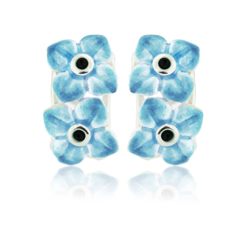 SILVER AND ENAMEL FLOWER EARRINGS