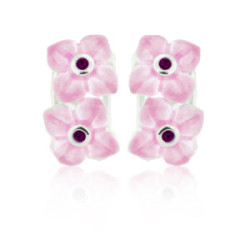 FLOR - E0134-2R - PENDIENTES FLOR DE PLATA Y ESMALTES E0134-2R