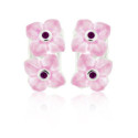 SILVER AND ENAMEL FLOWER EARRINGS