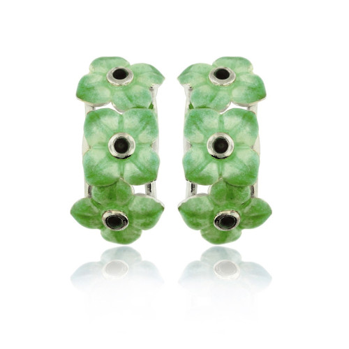 SILVER AND ENAMEL FLOWER EARRINGS