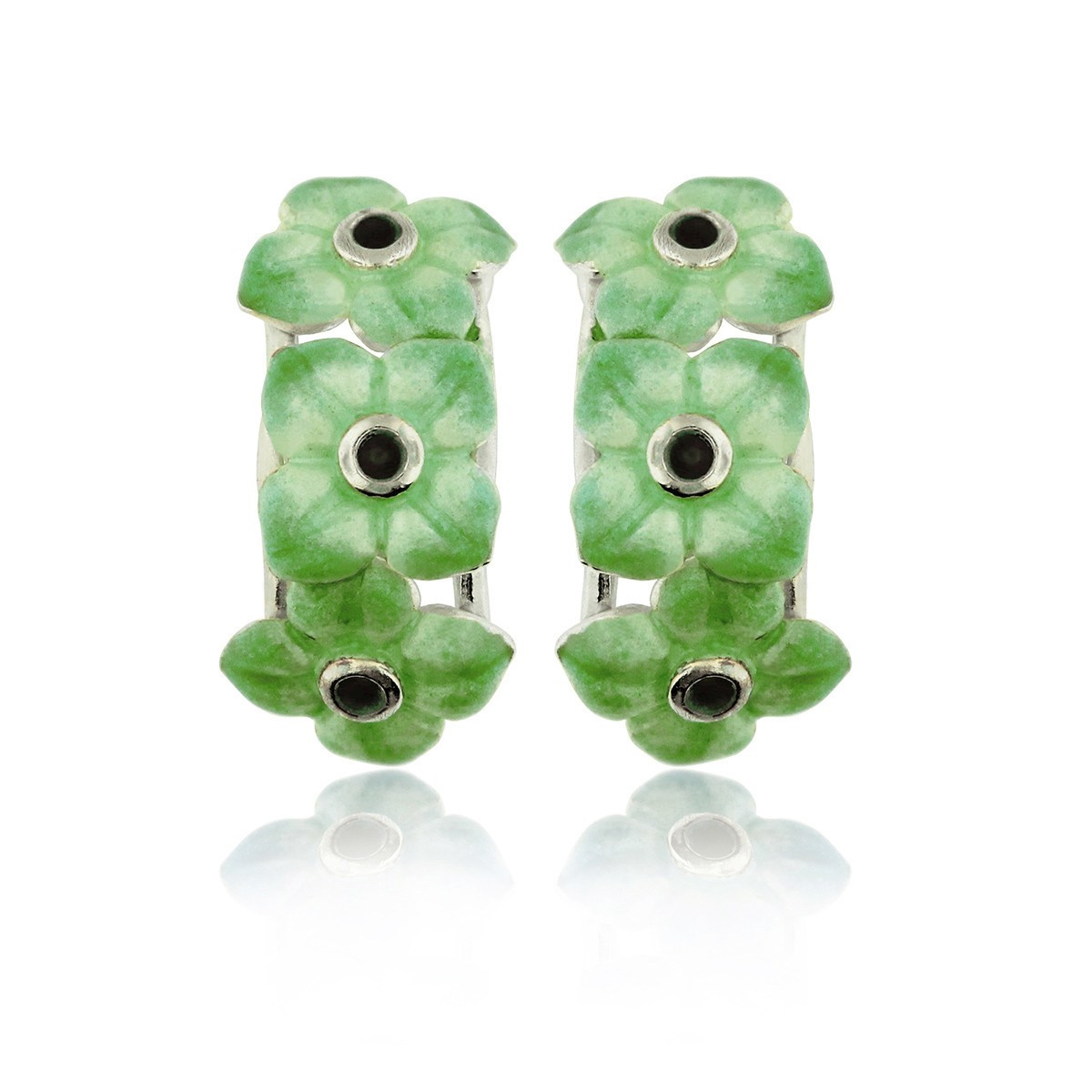 SILVER AND ENAMEL FLOWER EARRINGS