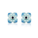 SILVER AND ENAMEL FLOWER EARRINGS