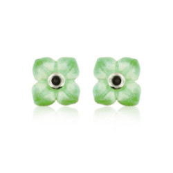 FLOR - E0134-1G  - SILVER AND ENAMEL FLOWER EARRINGS E0134-1G