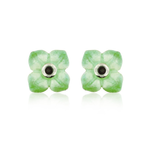 FLOR - E0134-1G  - SILVER AND ENAMEL FLOWER EARRINGS E0134-1G