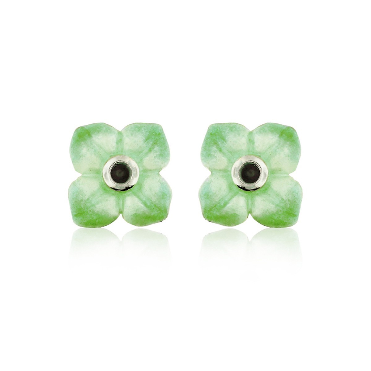 SILVER AND ENAMEL FLOWER EARRINGS