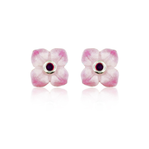 SILVER AND ENAMEL FLOWER EARRINGS