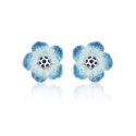 FLOR - E0136-B - SILVER AND ENAMEL FLOWER EARRINGS E0136-B