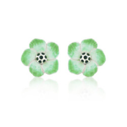 FLOR - E0136-G - SILVER AND ENAMEL FLOWER EARRINGS E0136-G