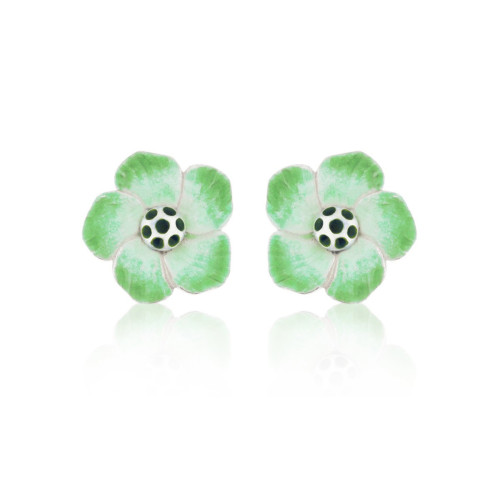 SILVER AND ENAMEL FLOWER EARRINGS