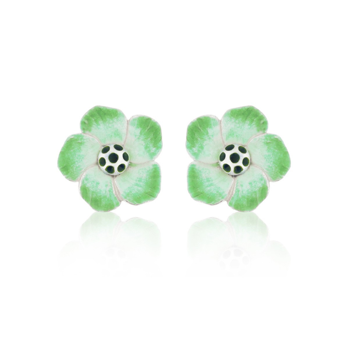 SILVER AND ENAMEL FLOWER EARRINGS