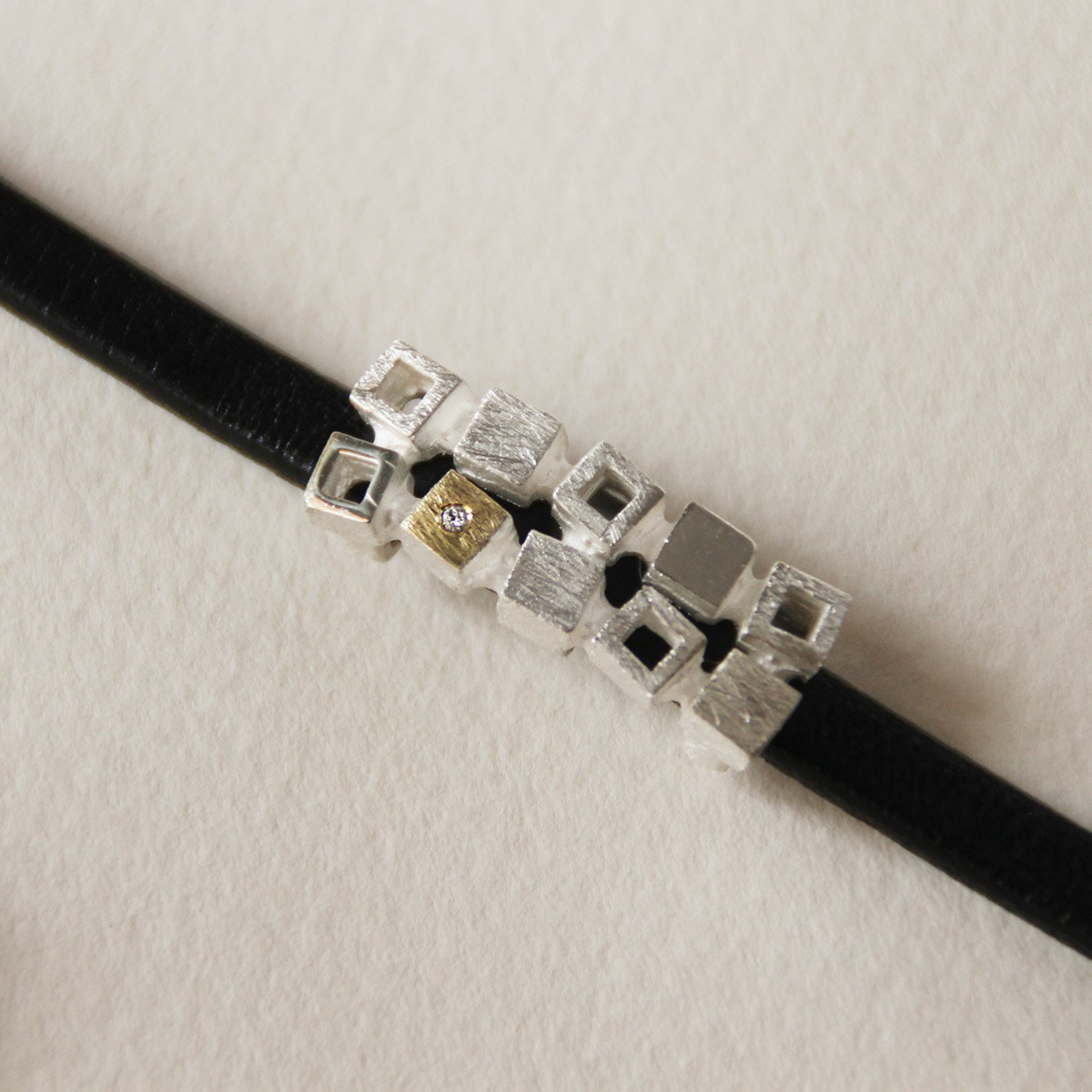 SILVER & GOLD BRACELET w/ DIAMONDS