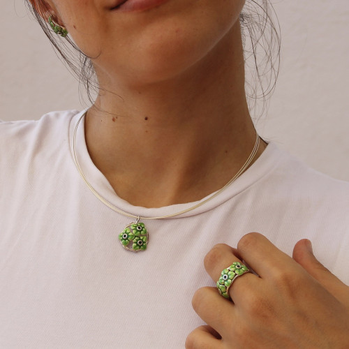 ANELL FLOR DE PLATA I ESMALTS