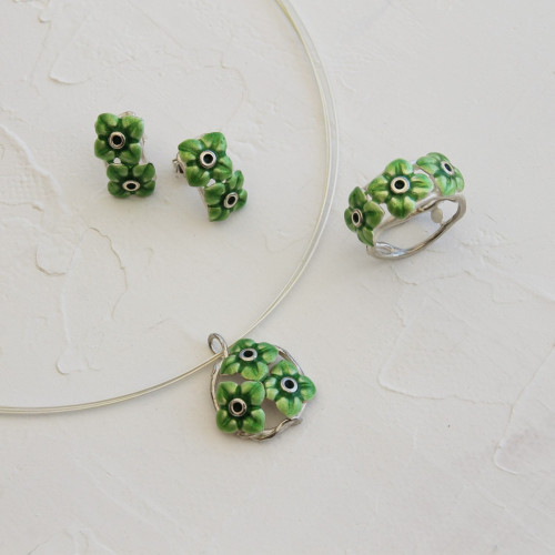 ANELL FLOR DE PLATA I ESMALTS