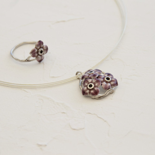 ANELL FLOR DE PLATA I ESMALTS