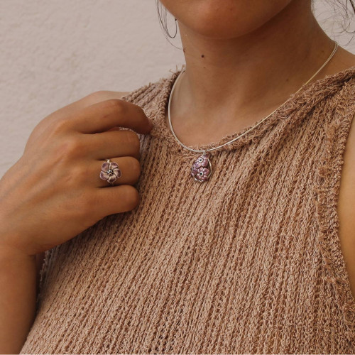ANELL FLOR DE PLATA I ESMALTS