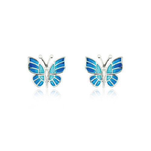 PAPALLONA - E0308-B - SILVER AND ENAMEL BUTTERFLY EARRINGS E0308-B