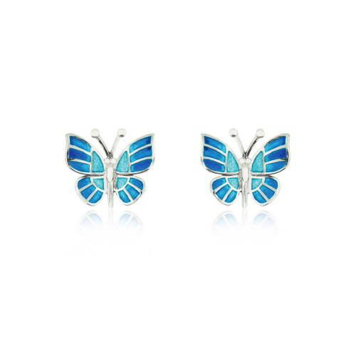 SILVER AND ENAMEL BUTTERFLY EARRINGS