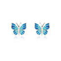 SILVER AND ENAMEL BUTTERFLY EARRINGS