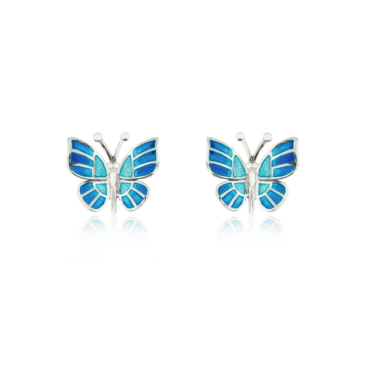 SILVER AND ENAMEL BUTTERFLY EARRINGS