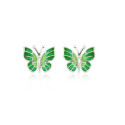 SILVER AND ENAMEL BUTTERFLY EARRINGS