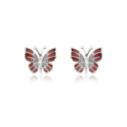 PAPALLONA - E0308-R - PENDIENTES MARIPOSA DE PLATA Y ESMALTES E0308-R