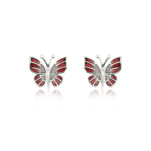 SILVER AND ENAMEL BUTTERFLY EARRINGS