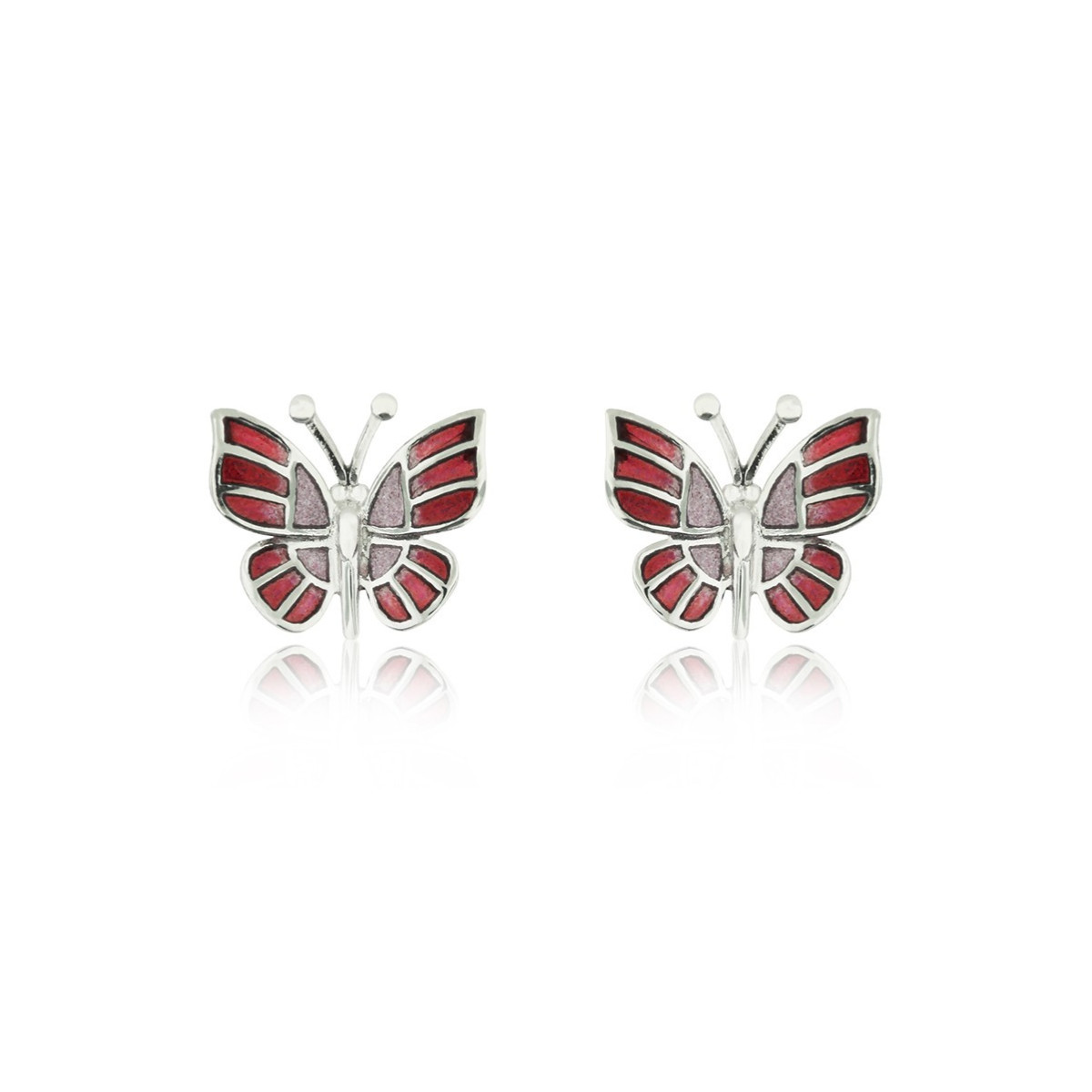 PAPALLONA - E0308-R - PENDIENTES MARIPOSA DE PLATA Y ESMALTES E0308-R