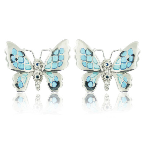 PAPALLONA - E0315-B - PENDIENTES MARIPOSA DE PLATA Y ESMALTES E0315-B